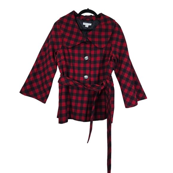 Pendleton Womens 10 Red Black Buffalo Plaid VTG Virgin Wool Jacket Shacket 80s - Picture 12 of 12